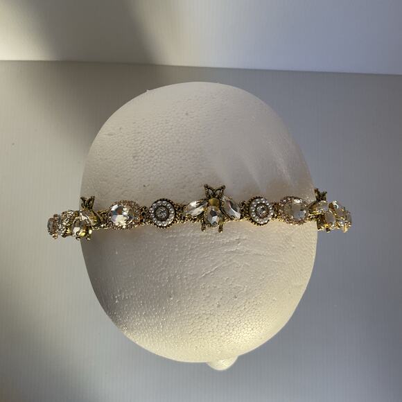 Mexican Artisan Gold Crystal Bee Headband • Handmade • Bridal Wedding Party - Picture 7 of 9